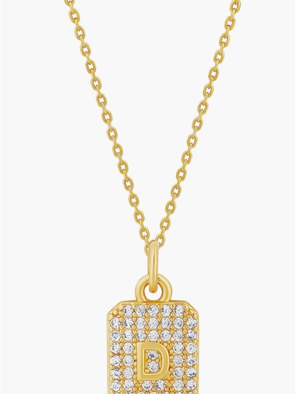 NWOT Shymi Mini Pavé Initial Medallion Necklace 14k-gold plate/cubic zirconia - Picture 3 of 4